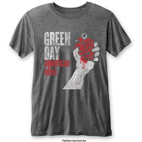 GREEN DAY - VTGE AMERICAN IDIOT: burnout - grigio - (L) - tshirt