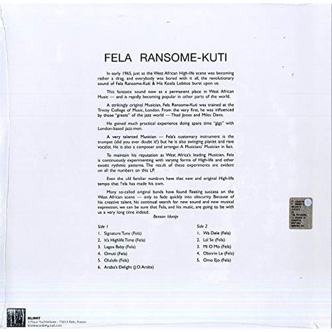 FELA KUTI - AND HIS KOOLA LOBITOS (LP - CLEAR - 1965)