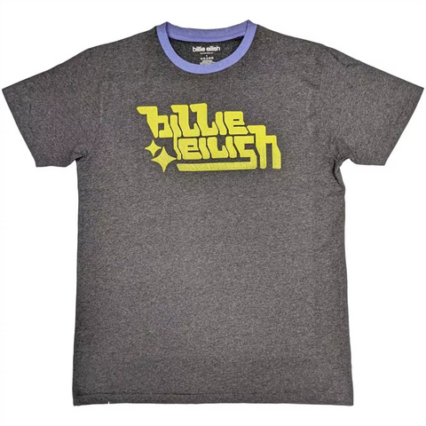BILLIE EILISH - GREEN LOGO RINGER - GRIGIO - M - T-SHIRT