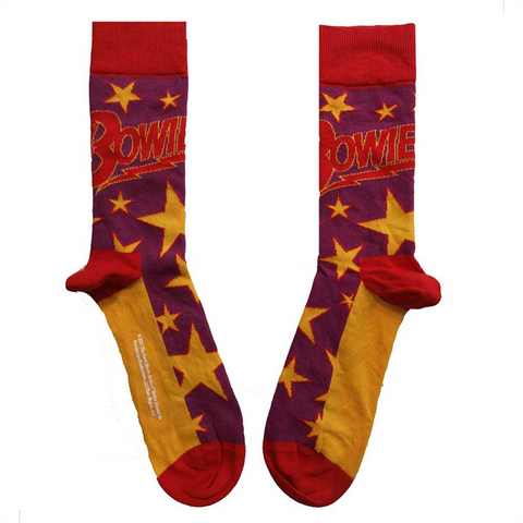 DAVID BOWIE - STARS INFILL - CALZINI - 40-45 - GIALLO/VIOLA/ROSSO