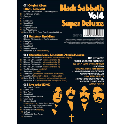 BLACK SABBATH - BLACK SABBATH VOL. 4 (1972 - super deluxe 4cd - 2021)