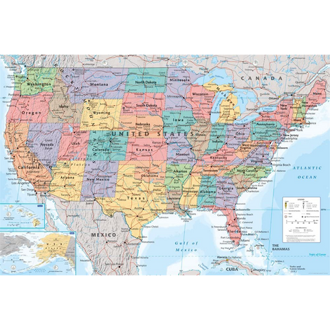 USA - MAPPA STATI UNITI - 754 - POSTER 61X91,5