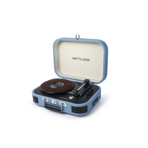 GIRADISCHI VALIGETTA MUSE VINTAGE COLLECTION - COLORE AZZURRO PASTELLO | CASSE INTEGRATE | USB | ENCODER
