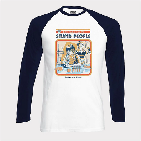 STEVEN RHODES - LET’S FIND A CURE FOR STUPID PEOPLE - baseball - (XL) - t-shirt maniche lunghe