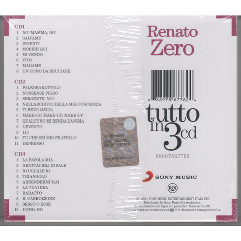 RENATO ZERO - TUTTO IN 3 CD (BOX)