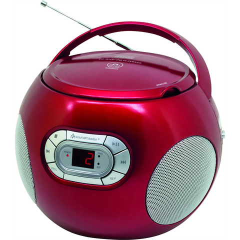 SOUNDMASTER - CD BOOMBOX - SCD2120RO - LETTORE CD BOOMBOX ROSSO - RADIO FM | FUNZIONE AUDIOLIBRO | USCITA CUFFIE