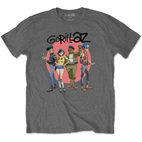 GORILLAZ - GROUP CIRCLE RISE - GRIGIO - (L) - TSHIRT